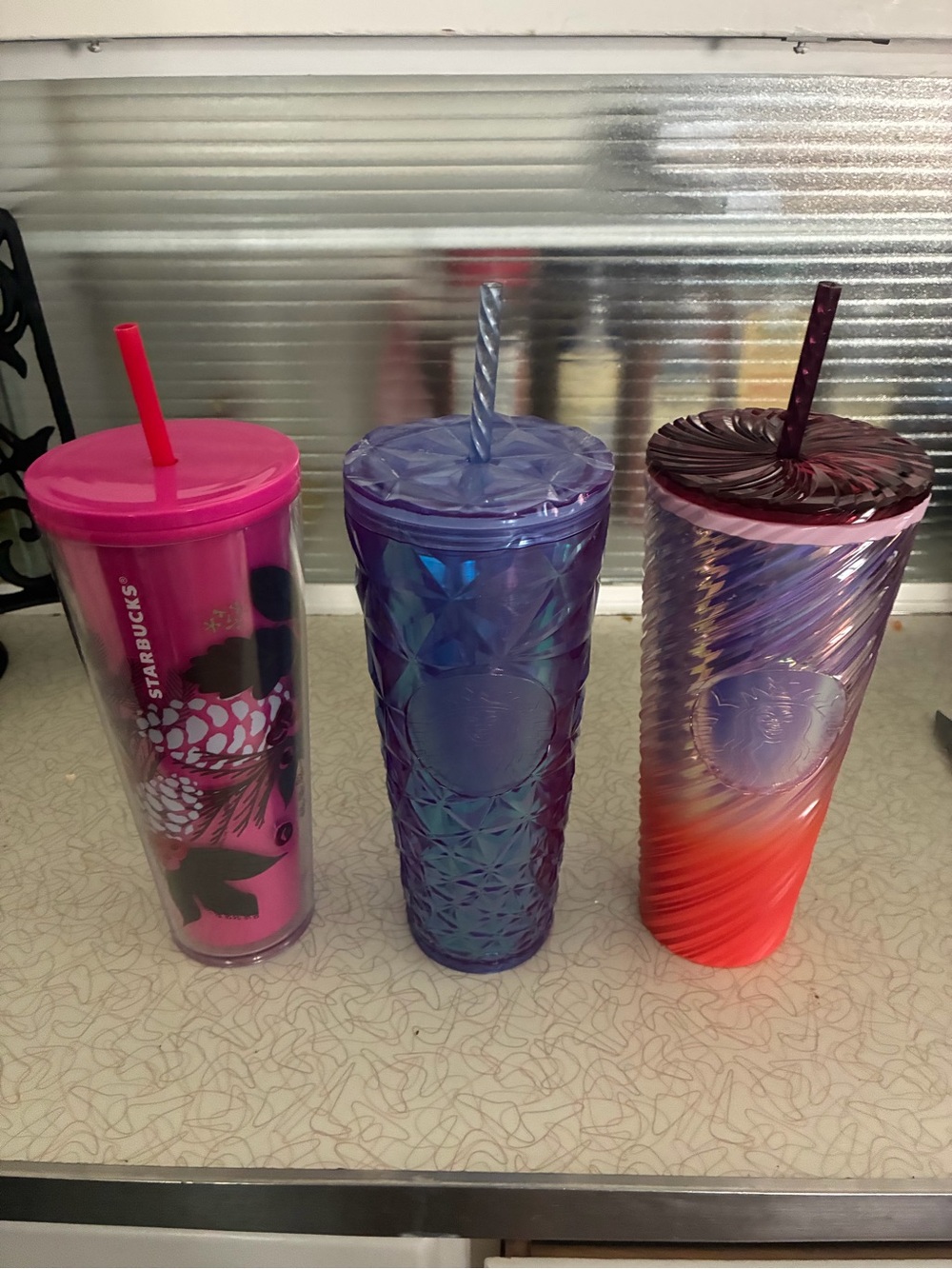 Starbucks Pink, Purple & Purple-Orange Gradient Reusable Cold Cups (Set of 3)